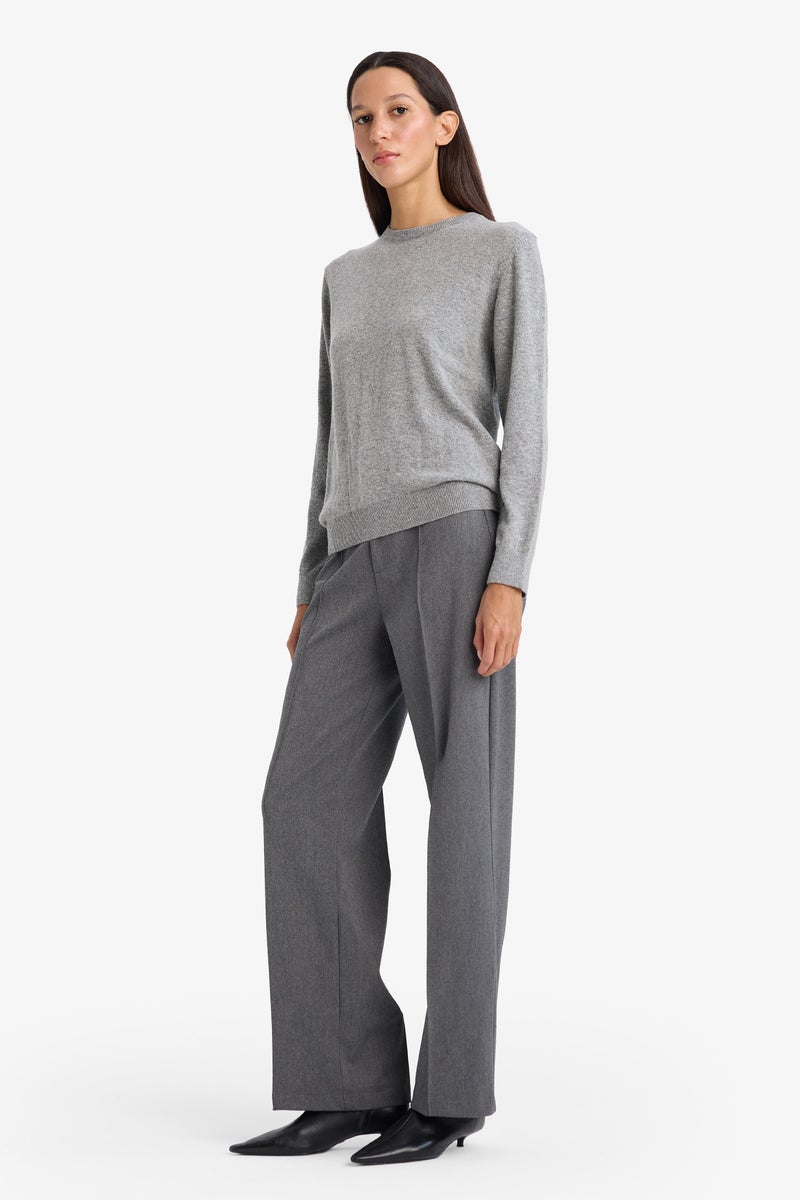 DeFacto Grey Woman Straight Fit High Waist Twill Trousers Casual - Image 2